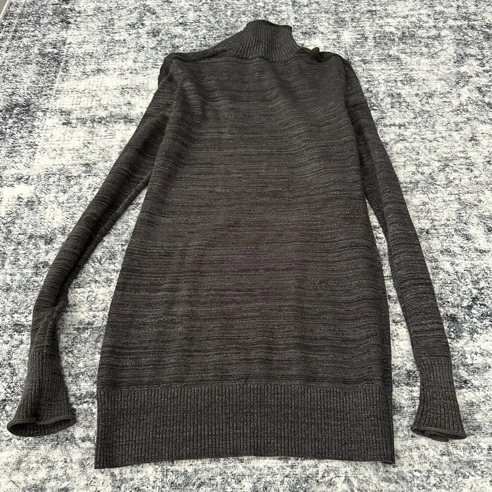 Free People Shimmer Gray Ribbed Turtleneck Sweater Long Sleeve Cutout Size Small